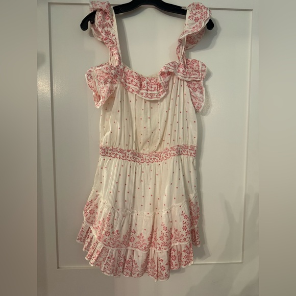 LoveShackFancy Floral Marina White and Pink Sleeveless Dress - Picture 3 of 7